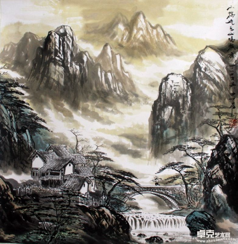 小桥流水 68x68cm
