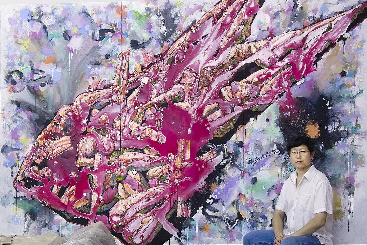 《首·脑——人兽同体》300x200cm