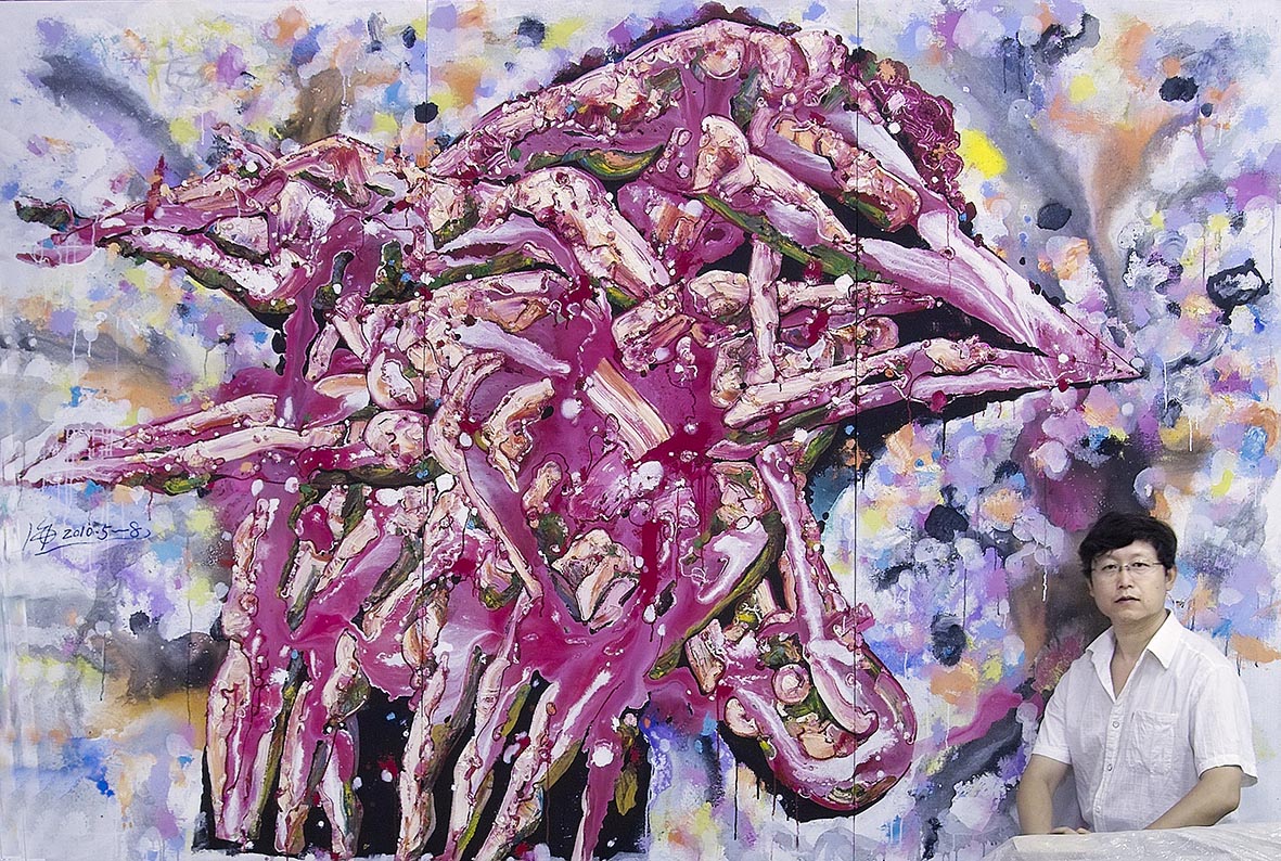 《首·脑——人兽同体》300x200cm