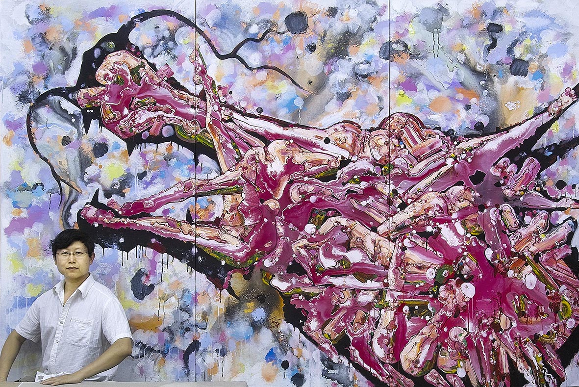 《首·脑——人兽同体》300x200cm