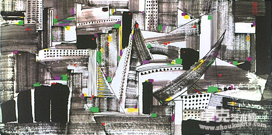 吴冠中《网（都市）》 珂罗版版画