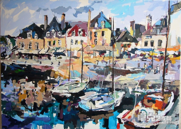 巴斯嘎尔 巴占 Pascal Pazem 古堡前 La chateau 油画Huile sur toile 100×80cm