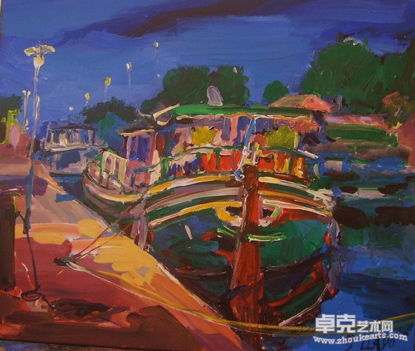 皮埃尔 让 亚杜Pierre Jean Ilado 塞纳河畔 Au Bord de La Seine 油画 Huile sur toile 60×50cm