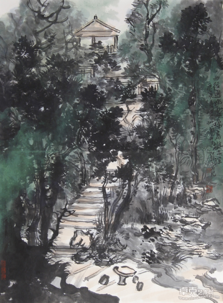 禅房树木深56cmx42cm
