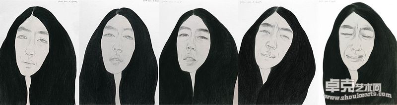 C.Goya-_-Sorrow-_-5-drawings-and-one-paper-18x24cmx5-_-oil-on-paper-_-2010