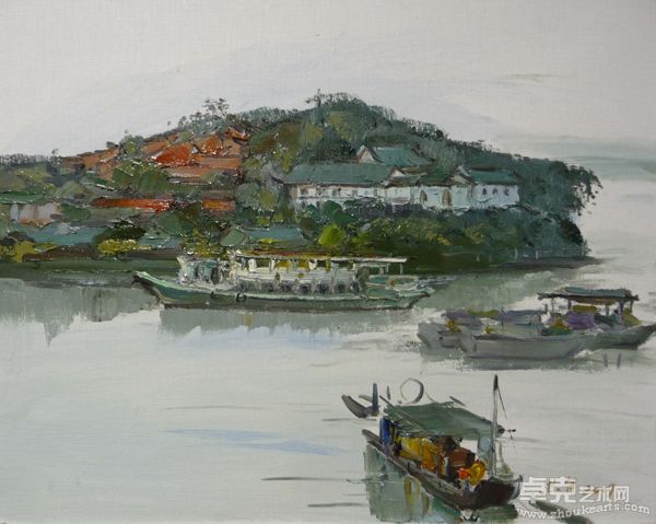 《渤公岛码头》40X50CM 布面油画
