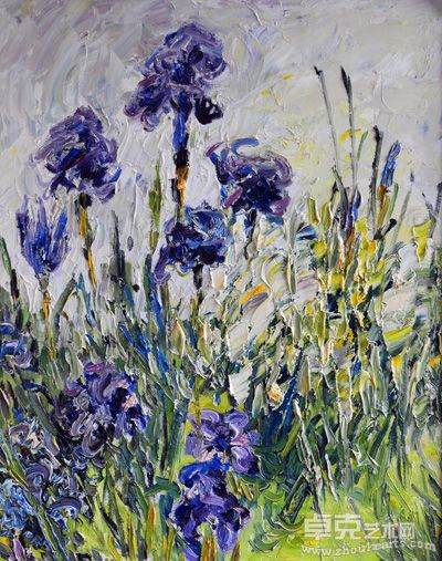 鹫尾花60x75cm2007布面油画