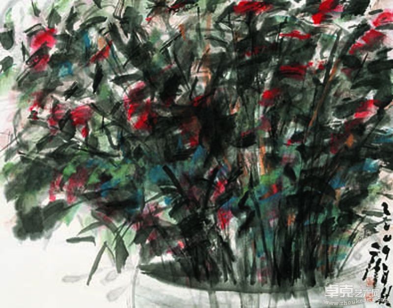 谢海 落花无言 设色纸本 34cm×45cm 2009