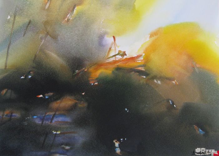 秋荷多少夕阳中   78×108cm   2009年
