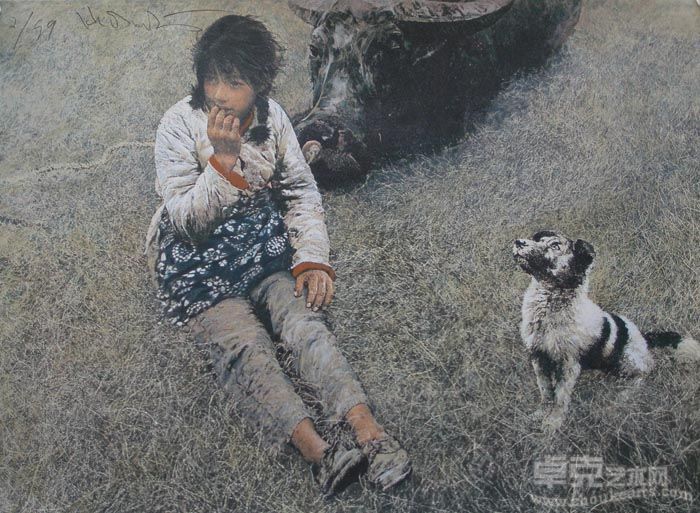 何多苓《春风已经苏醒》99分之2  69.5x86cm 丝网版画