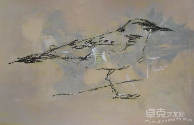 叶永青《画鸟》 64x96cm 50分之22 丝网版画 2009