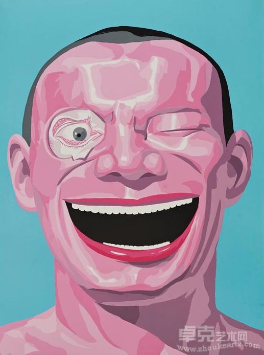 岳敏君《无题》40分之1 107x78cm 丝网版画 2001