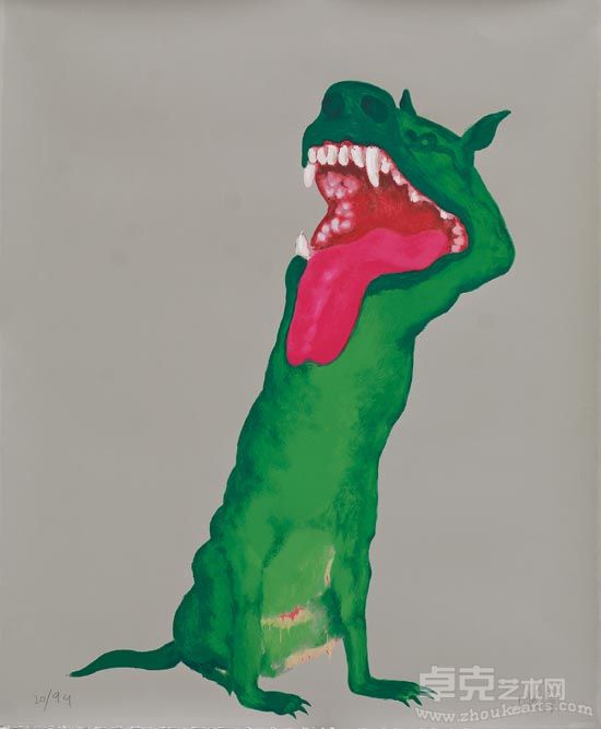 周春芽《绿狗》99分之20 93.5x76.5cm 丝网版画