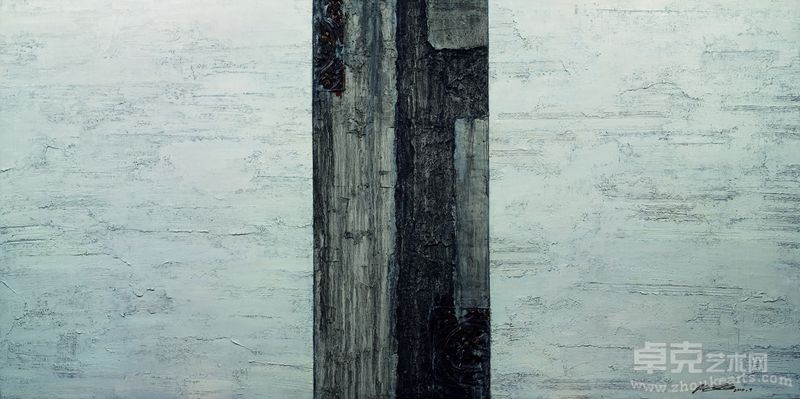 《墨气》木雕之六 122×244cm 综合材料 2010年