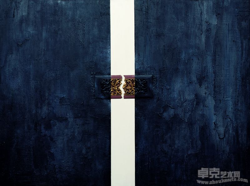 《紫气》木雕之四 122×164cm 综合材料 2009年