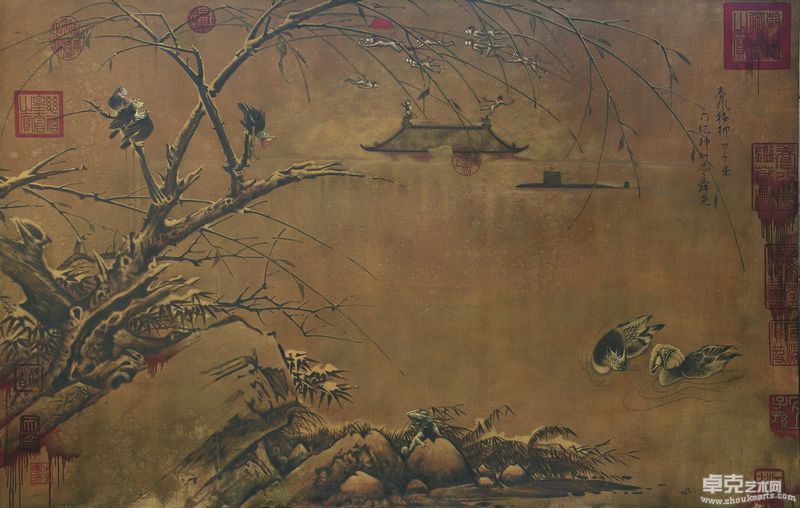 雪竹瑞祥图225X350cm布面油画2009