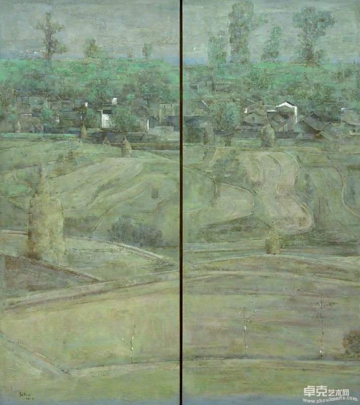 江湾岭上、布面油画、160×180CM、2004年