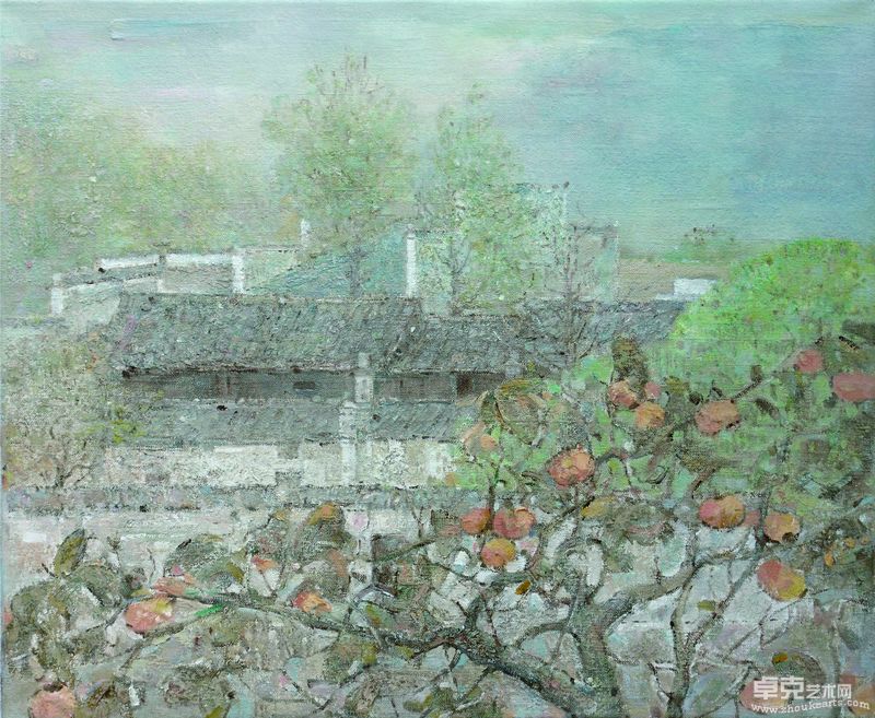 柿子树之二、布面油画、73×60CM、2005年