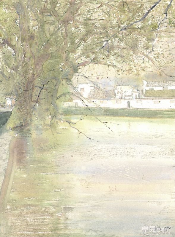 湖畔轻风、水彩、65×75CM、2007年