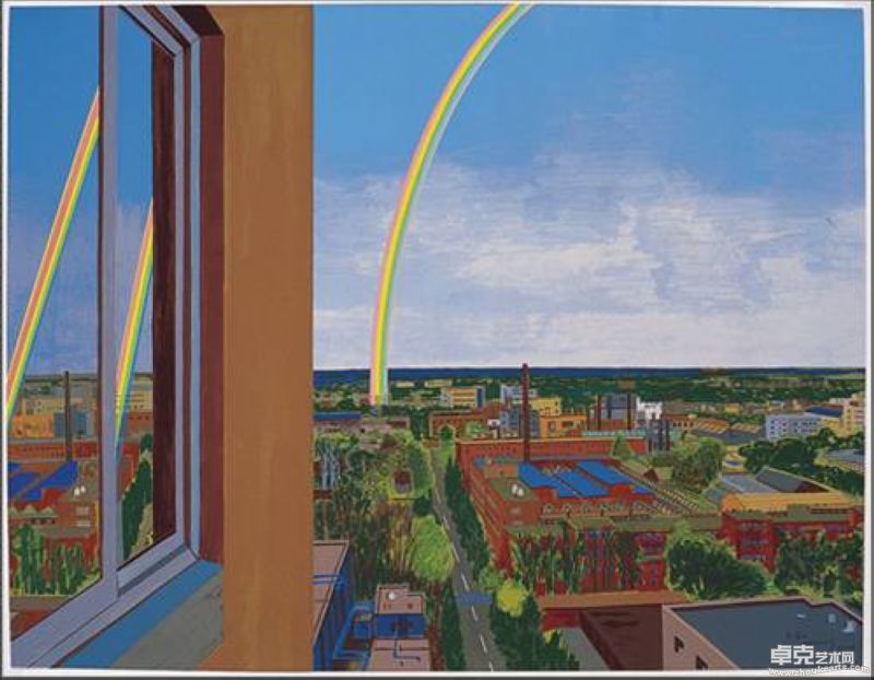 《有彩虹的风景》张晖 57x74cm 丝网版画 阿诗88版画纸