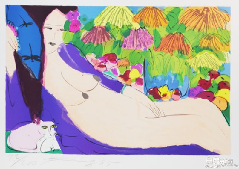 丁雄泉   蜻蜓扇  90×60cm内框   外框114×88cm 版次200分之72 1985年