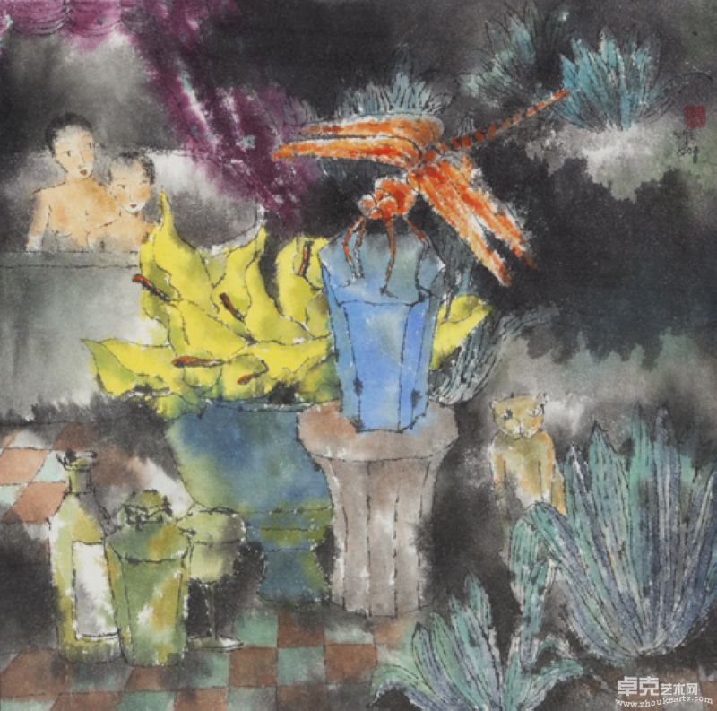 何唯娜  红蜻蜓  66.5×66.5cm （内框）88×88cm（外框） 纸本水墨