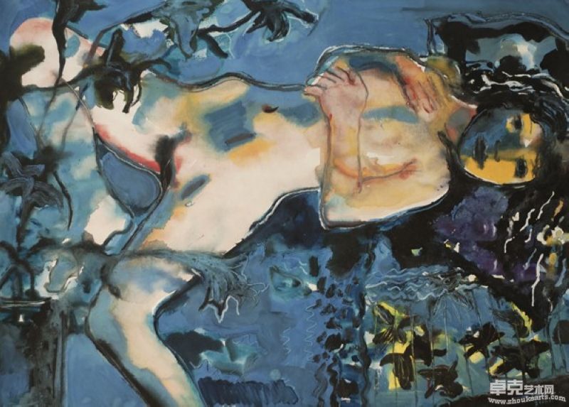 杨培江  女人体  109×80cm内框   外框 135 ×97cm  纸本水彩  2001年
