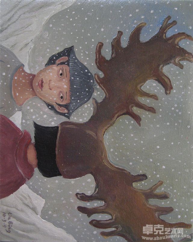 送走麋鹿的你+20X25CM+布面油画+2010年3月