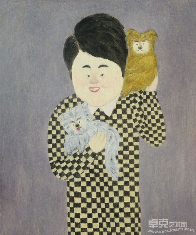 邓英——《两只小狗》60x50cm 布面油画 2011年