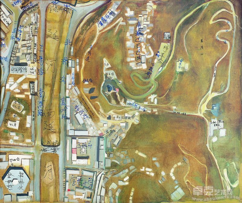 黄国瑞 《延安宝塔山地图》 180X150CM 2010