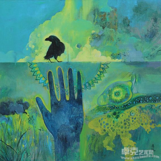 《站在怀念的地方保佑着》布面丙烯  60cm×60cm