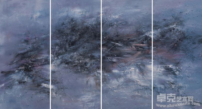 孤山烟雨之一 180×90cm×4 2008年