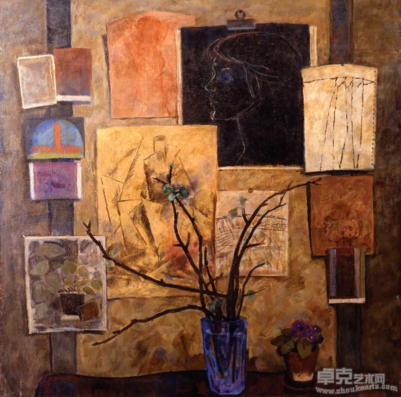 尼基奇Nikitsch习作与静物Drawings and Objects110X110cm布面油画Oil on Canvas1989