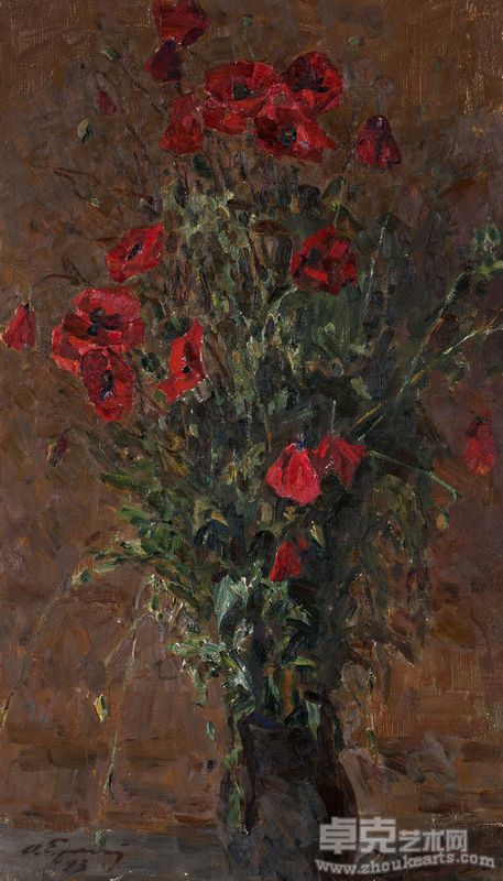 叶列梅耶夫Eremeev花Flowers86X49.5cm布面油画Oil on Canvas1993