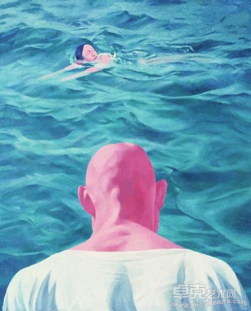 方力钧《浴》版画