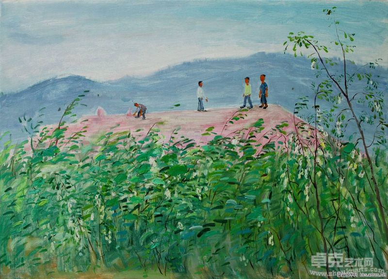 郑迎春 北马套系列之屋顶上的建筑工 50×70cm