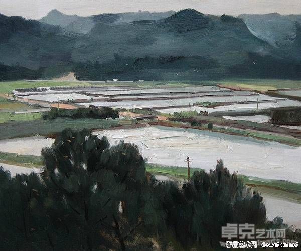 卓亚辉 山前飞白鹭 50×60cm