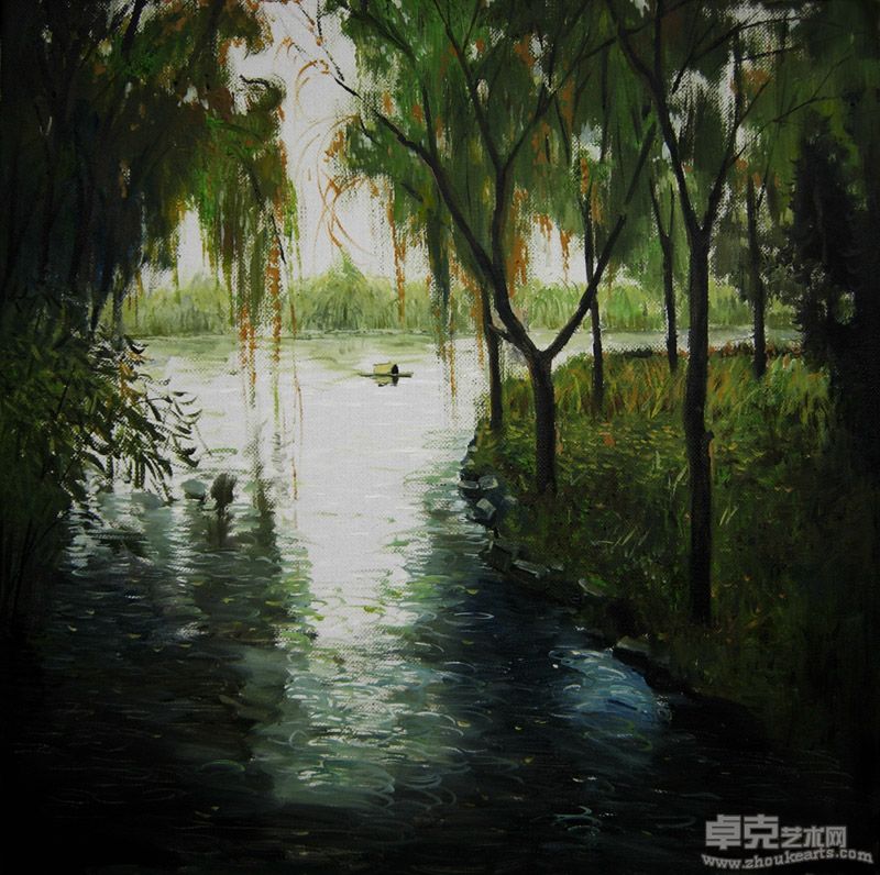 司马列东 2011年 杨柳岸 60+60CM 布面油画