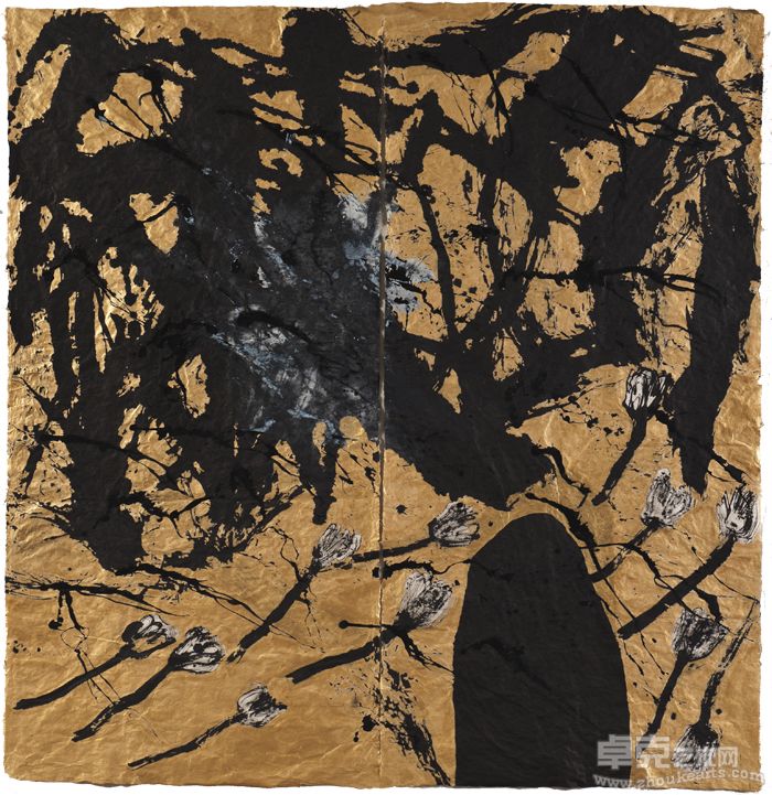 花飞金屏 180x160cm 宣纸 墨 丙烯 2011