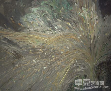 杜文涓 《锦瑟狗尾草》1.7m×1.2m 2010年 丙烯综合材料