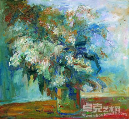 丁香花  白芸 布面油画 60.6x60.5cm  2005年