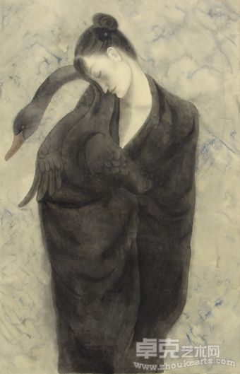 陈蕾 《伽蓝之夜》2008年 110+70cm 绢本设色