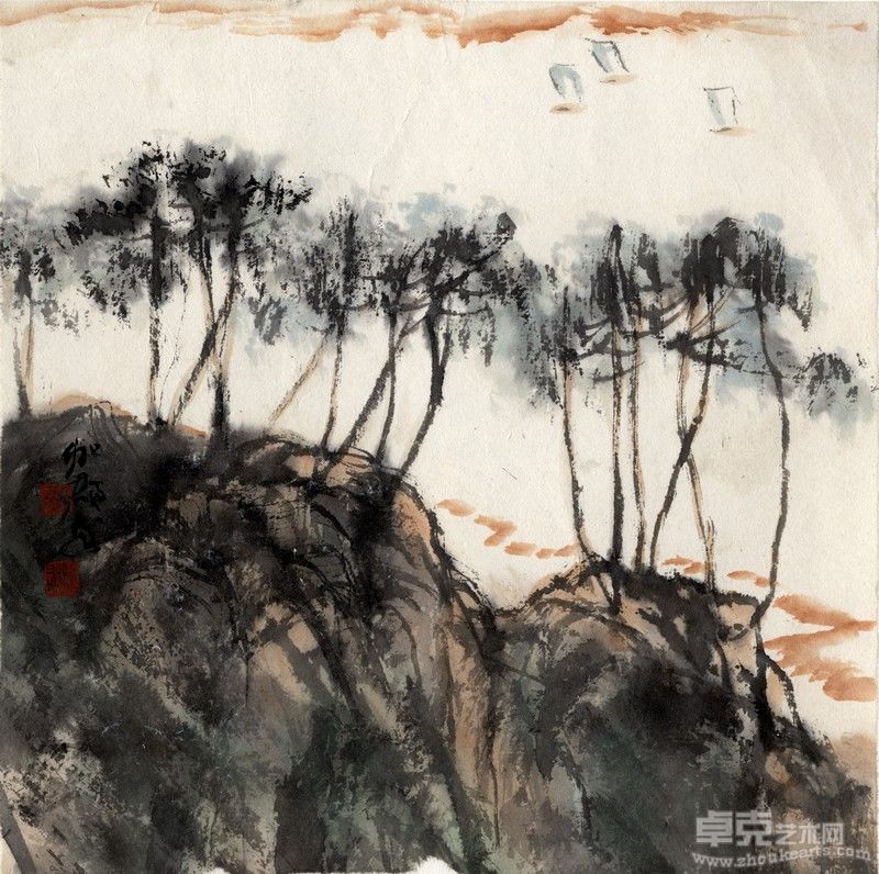 烟收渚江静 21.6×21.6