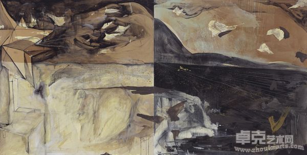 桌上风景‧大路Table Landscape．Big Road-122x244cm_木板油画Oil on Panel2011