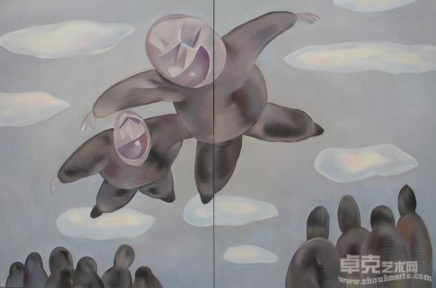 在一起---像风筝一样  尺寸：200x300cm  布面油彩   创作年代2009