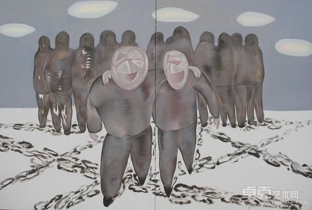 在一起---我们走  尺寸：200x300cm  布面油彩   创作年代2009