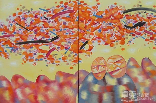 在一起---过完夏天  尺寸：200x300cm   布面油彩   创作年代2009