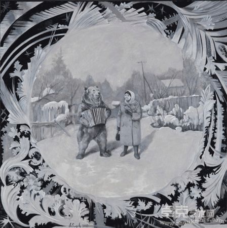 亚力山大-叶果罗夫-Alex-egorov-散步--Walk-88×88cm布面油画-Oil-on-canvas-2000年