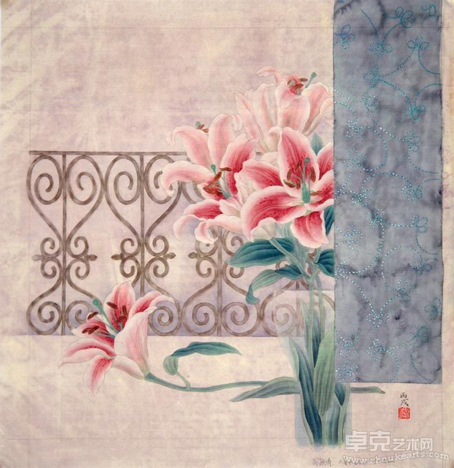 翁颖涛 香水百合（65×65cm）