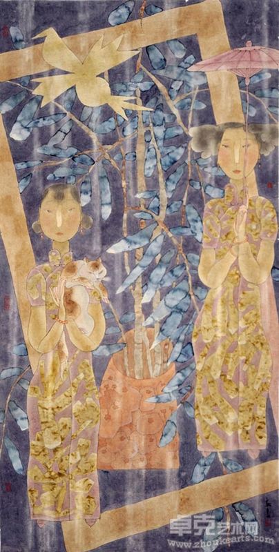 朱新昌 丽人行（131×66cm）
